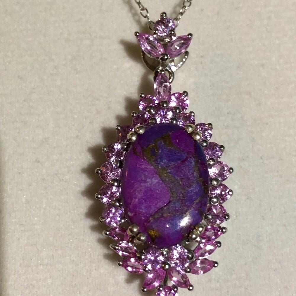 Purple Turquoise & Pink Sapphire Necklace